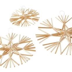 Décoration à Suspendre LOT 3 FLOCONS -Décoration D'intérieur 1719677 decoration a suspendre lot 3 flocons coloris paille